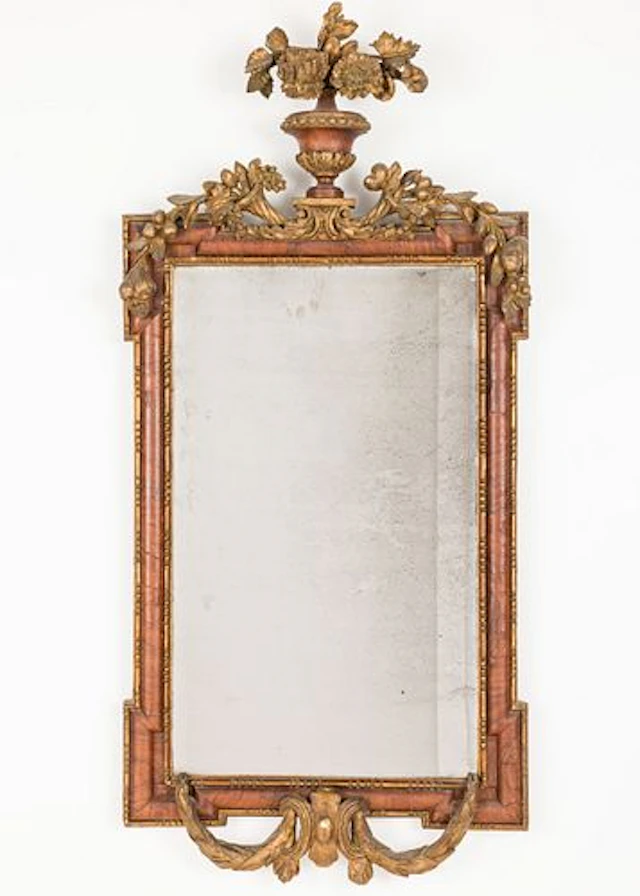 George I Style Walnut and Giltwood Mirror, 19th C
