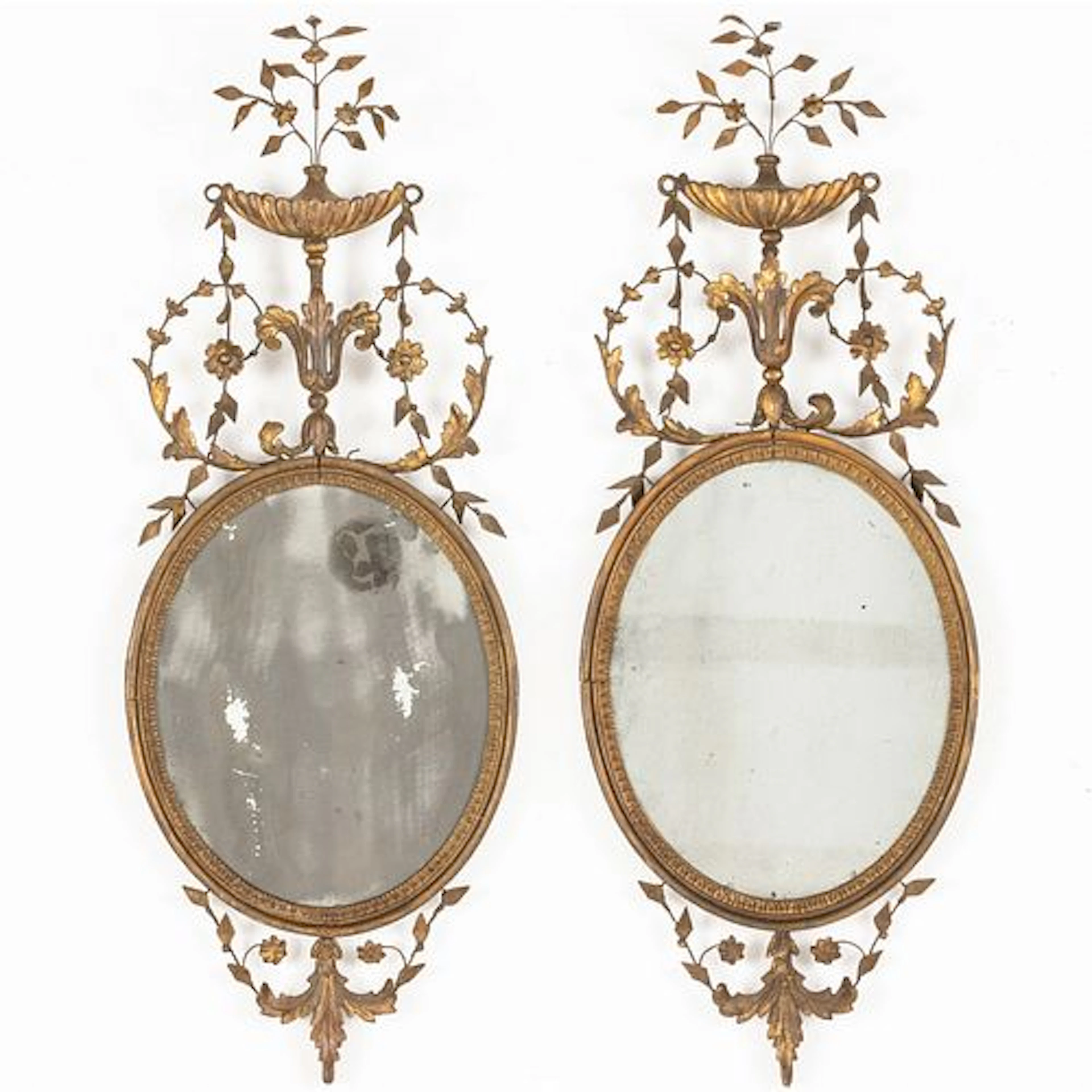 Pr George III Giltwood Girandole Mirrors, 18/19th C