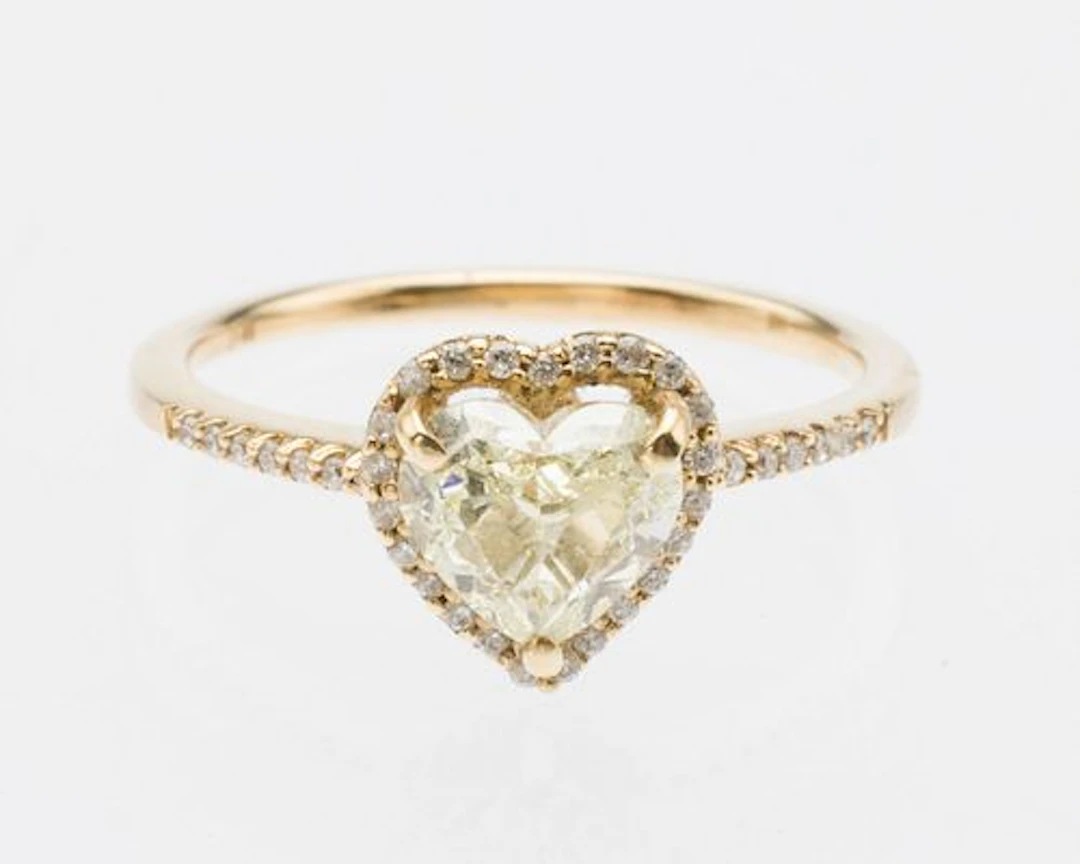Fancy Yellow Diamond Heart Shape 14K Engagement Ring