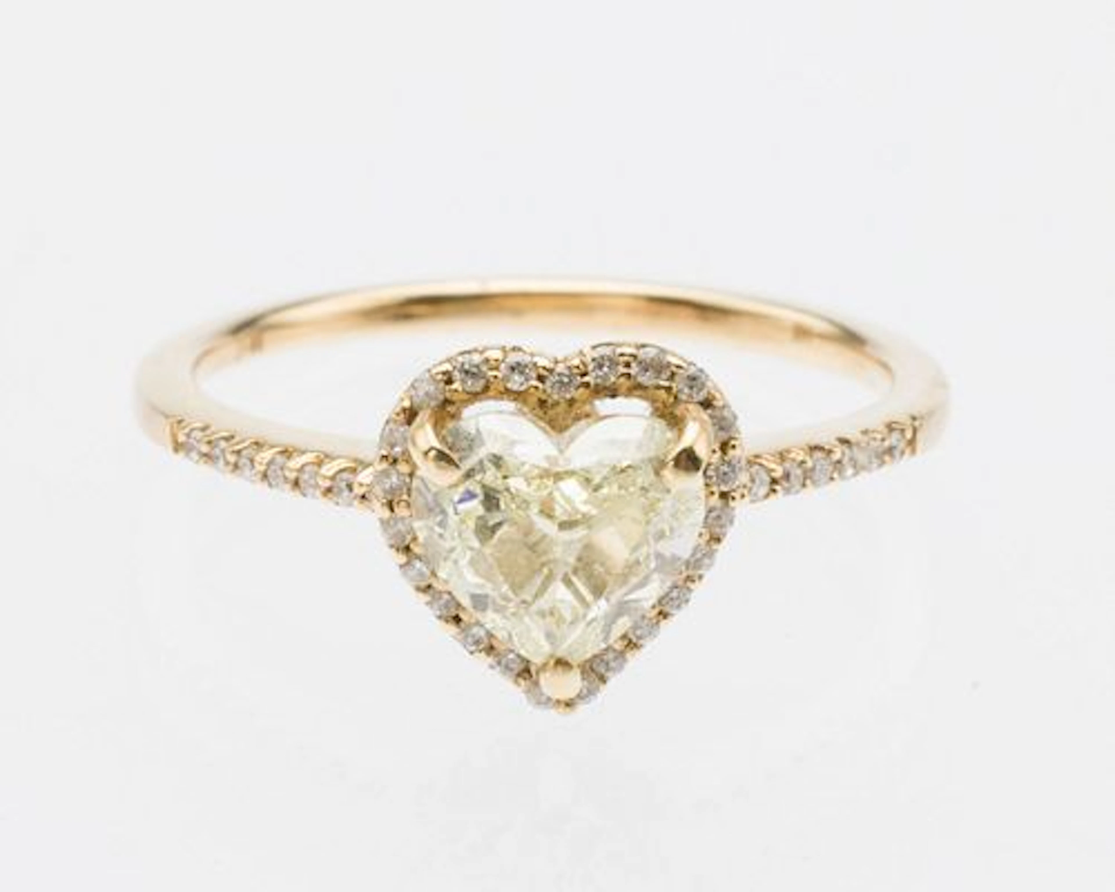 Fancy Yellow Diamond Heart Shape 14K Engagement Ring