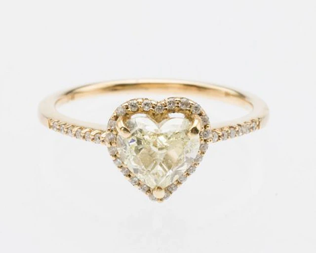 Fancy Yellow Diamond Heart Shape 14K Engagement Ring