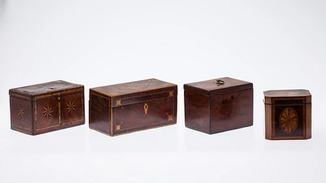 Four English Inlaid Tea Caddies, 18th C and Later