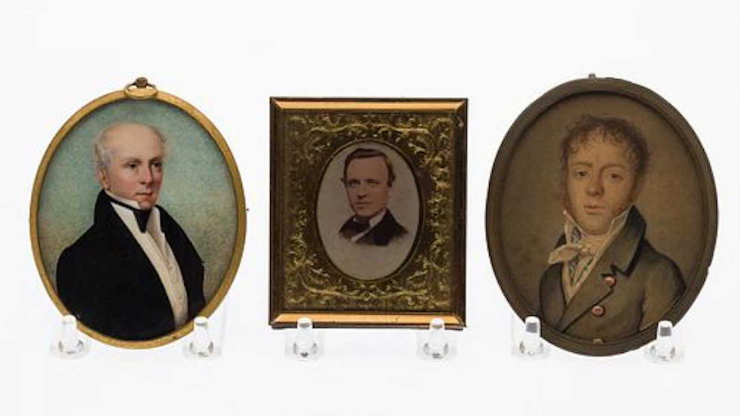 Two Portrait Miniatures & Photograph, 19th Century