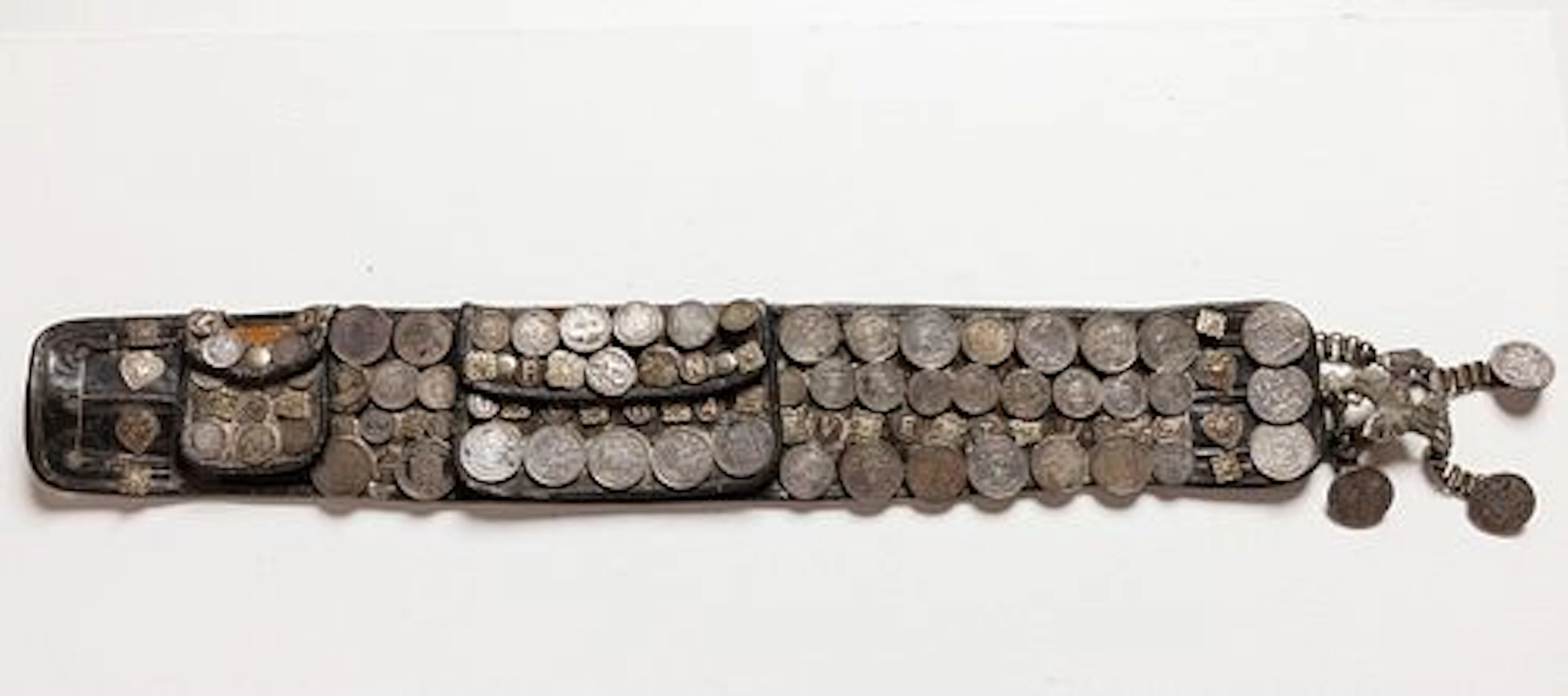Vintage South American Leather & Silver Gaucho Belt