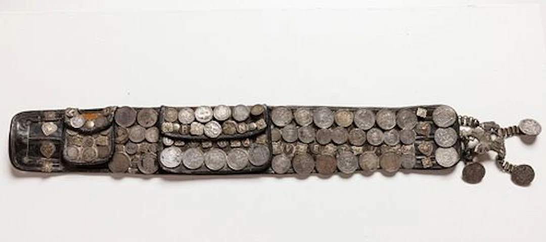 Vintage South American Leather & Silver Gaucho Belt