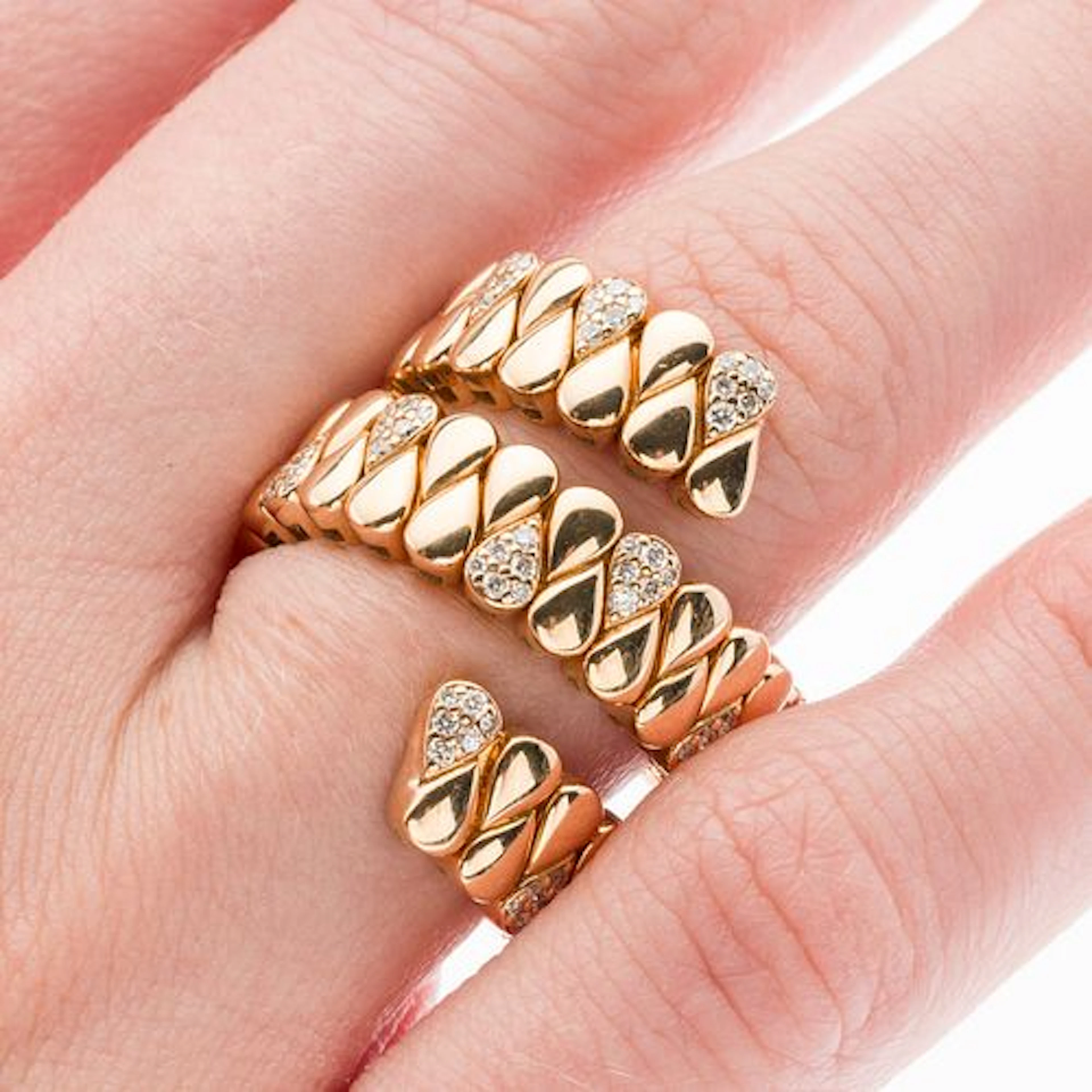 18K Gold and Diamond Wrap Ring, Size 6.5