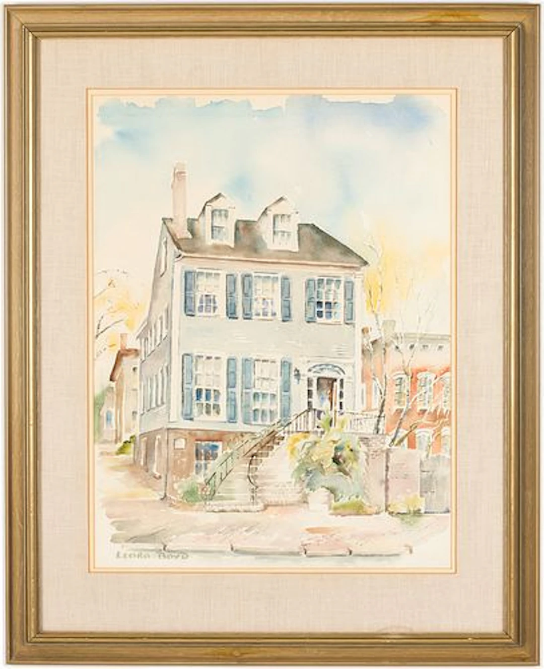 Leora Boyd (GA, 21th C), Savannah House, Watercolor