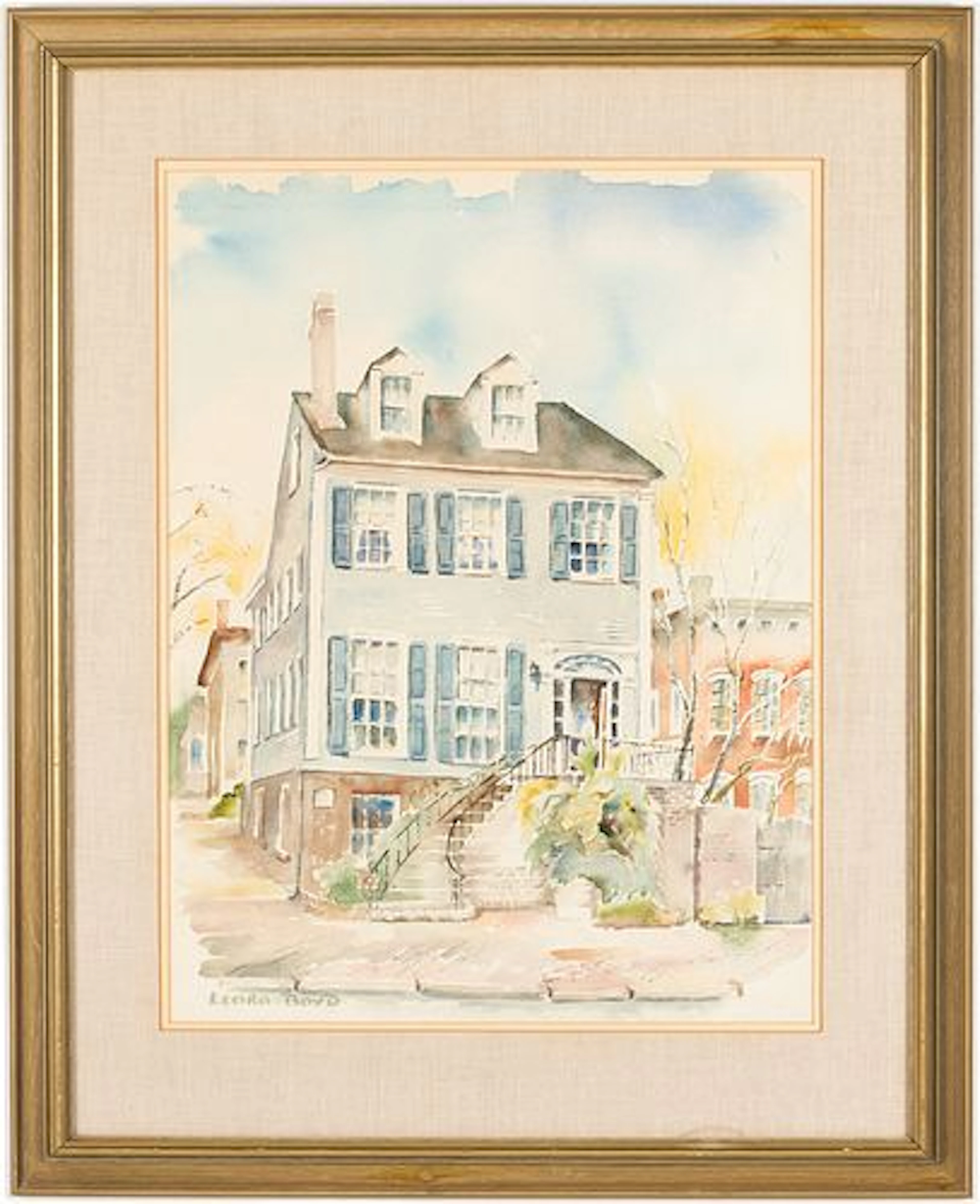 Leora Boyd (GA, 21th C), Savannah House, Watercolor