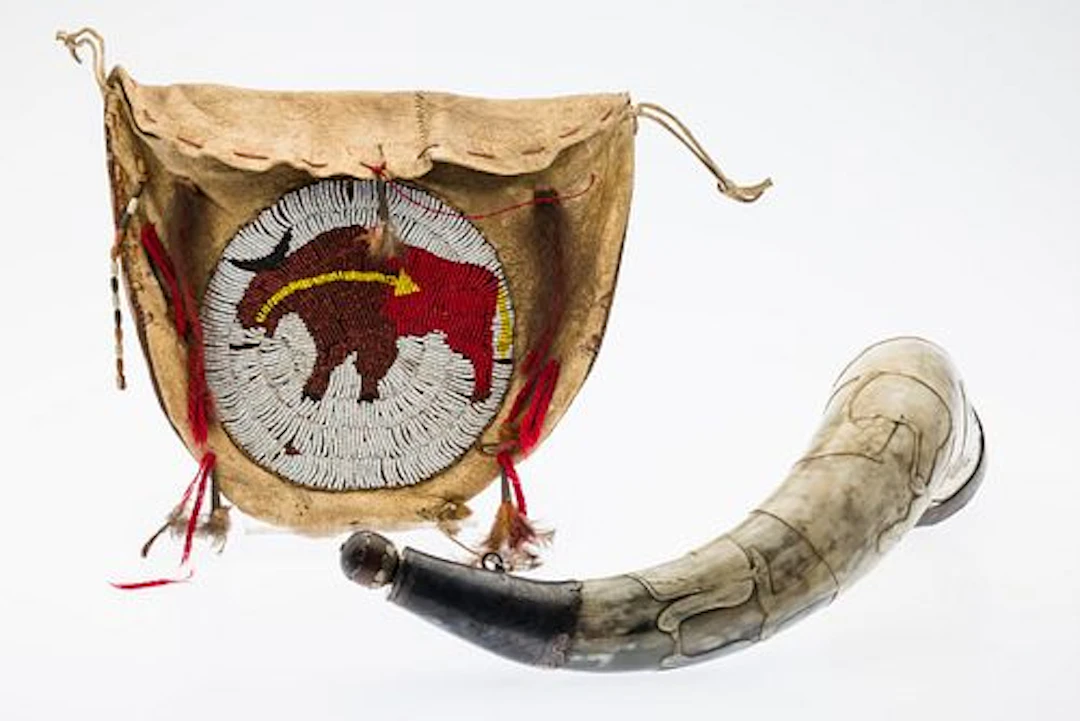 Latin American Horn Flask & Native American Pouch