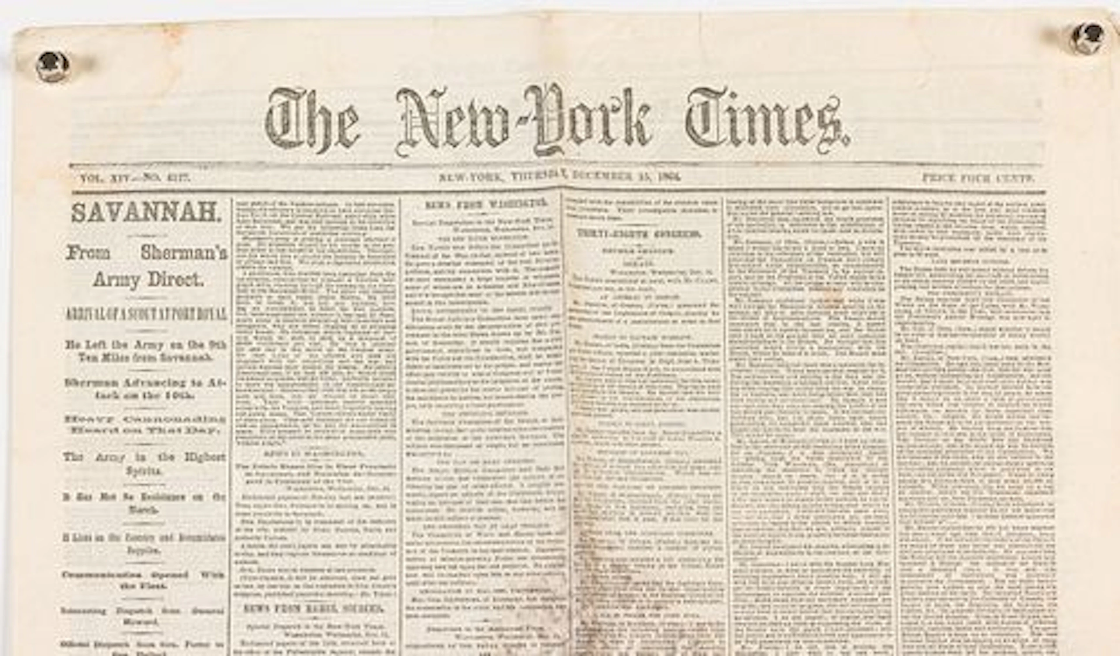 New York Times, December 5, 1864, SavSherman's March