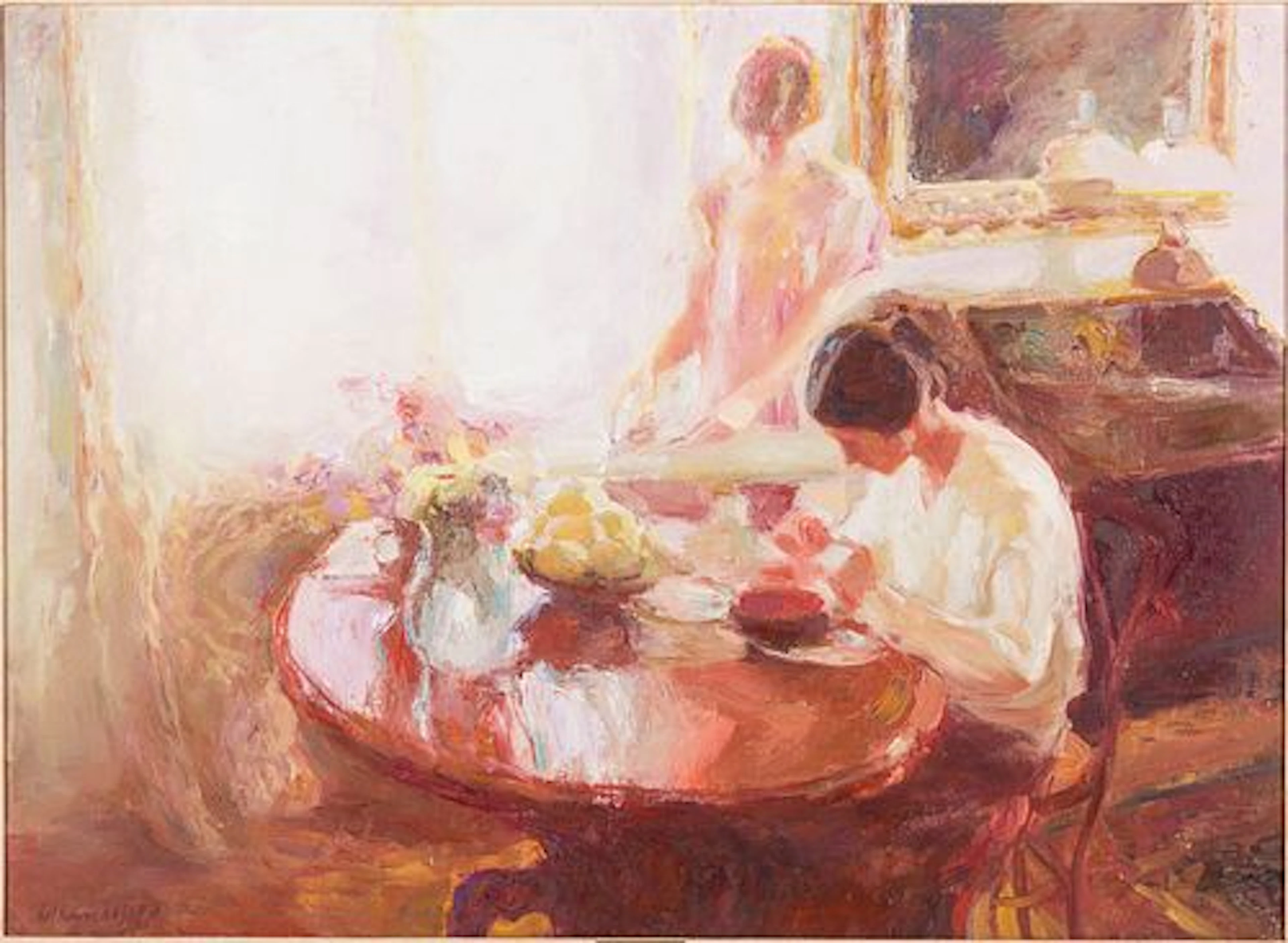 Beltran Bofill (Spanish, 1934-2009), De Sayuno, O/C