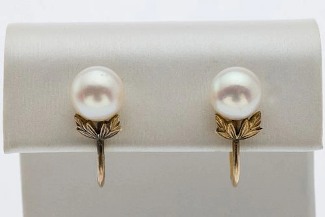 Pair of Mikimoto 14K Gold and Pearl Earrings
