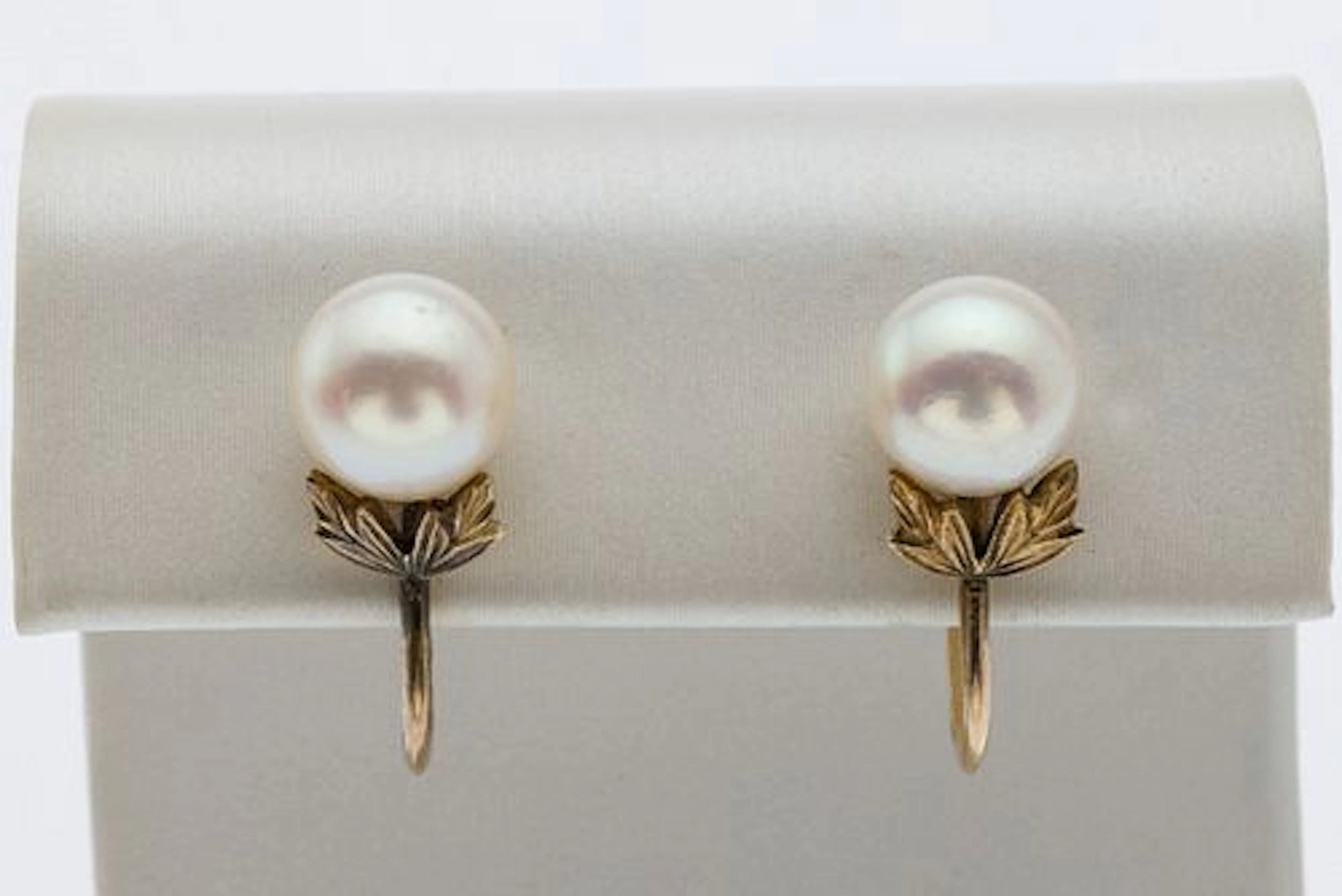 Pair of Mikimoto 14K Gold and Pearl Earrings