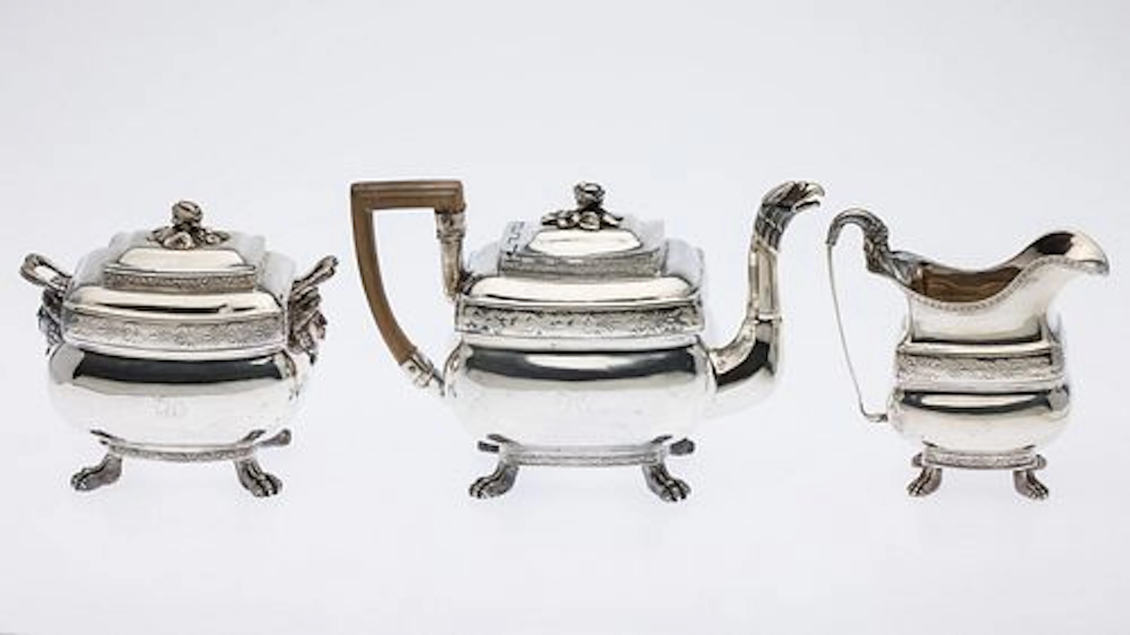 Davis & Brown (Boston, c. 1800) 3 Piece Coin Tea Set