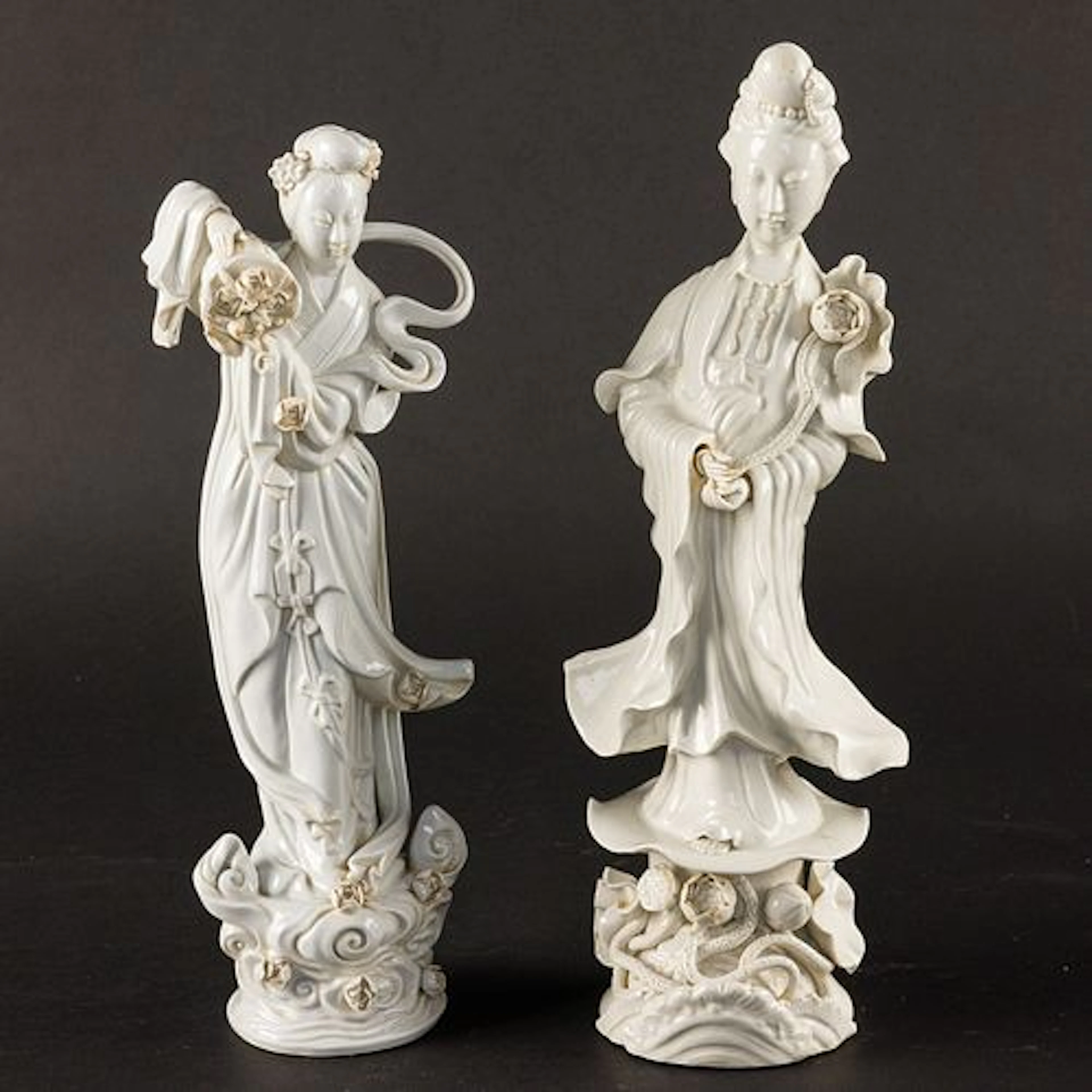 Two Chinese Blanc de Chine Guanyin