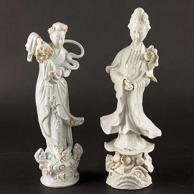 Two Chinese Blanc de Chine Guanyin