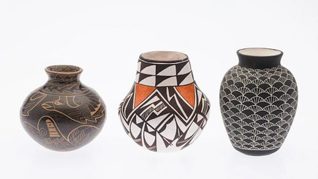 Lucy Lewis (1890/98-1992) Polychrome Pot & 2 Others
