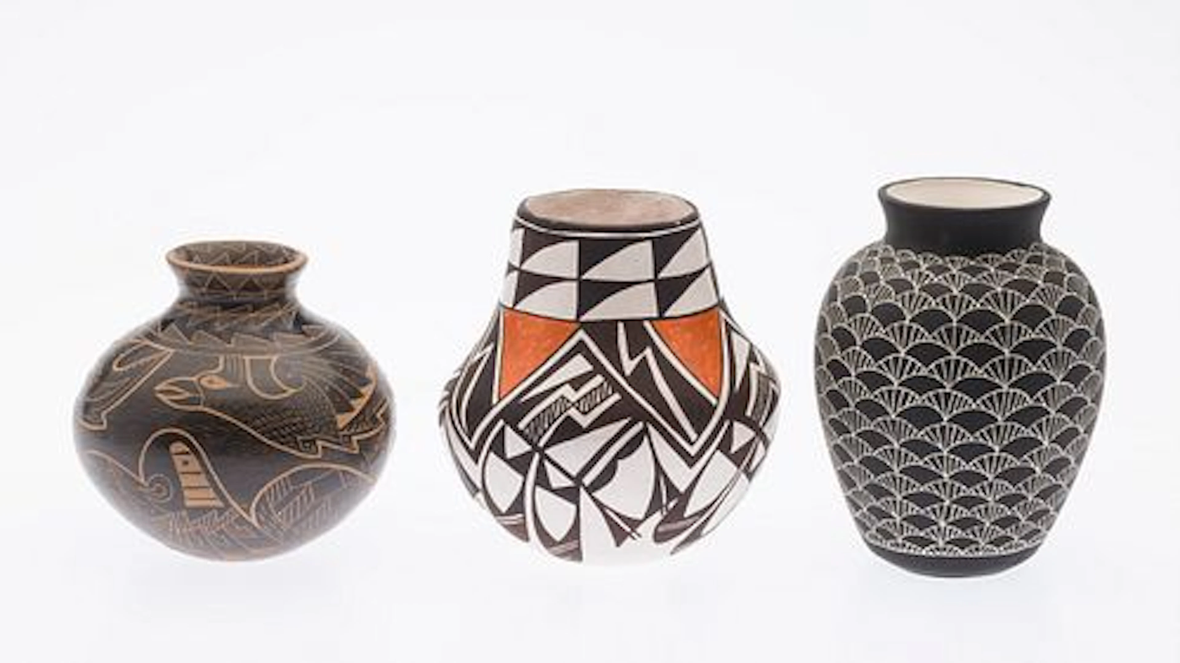 Lucy Lewis (1890/98-1992) Polychrome Pot & 2 Others
