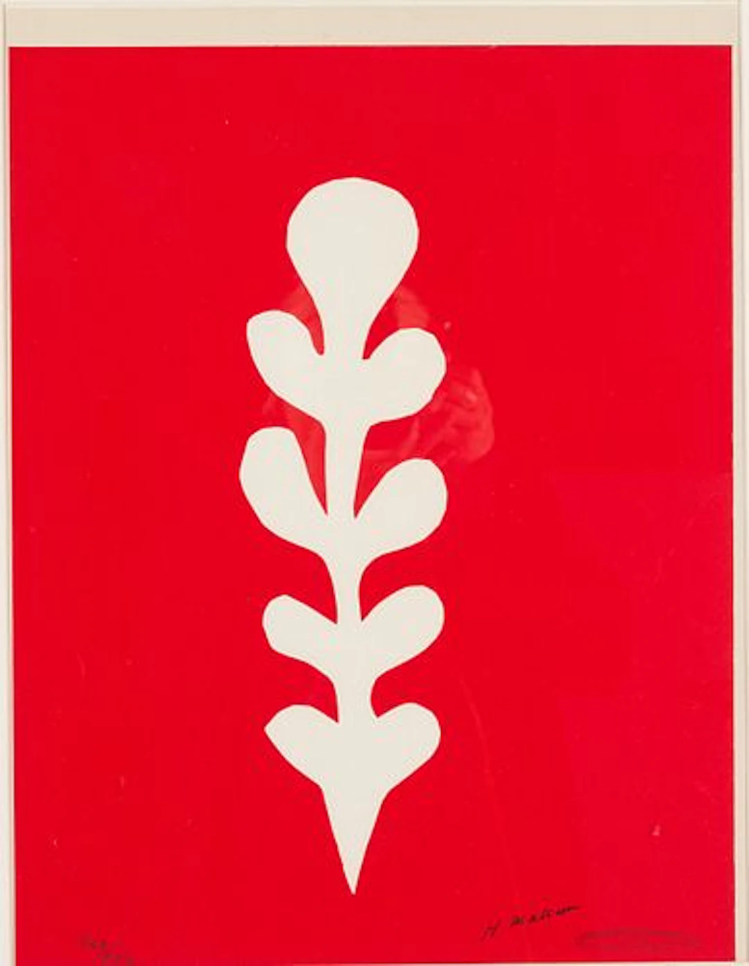 After Henri Matisse, Palme Blanche Sur Fond Rouge