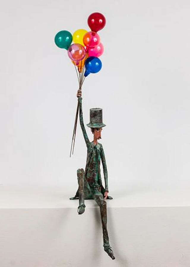 Jim Lewk (French, b. 1940), Man w Balloons, Metal