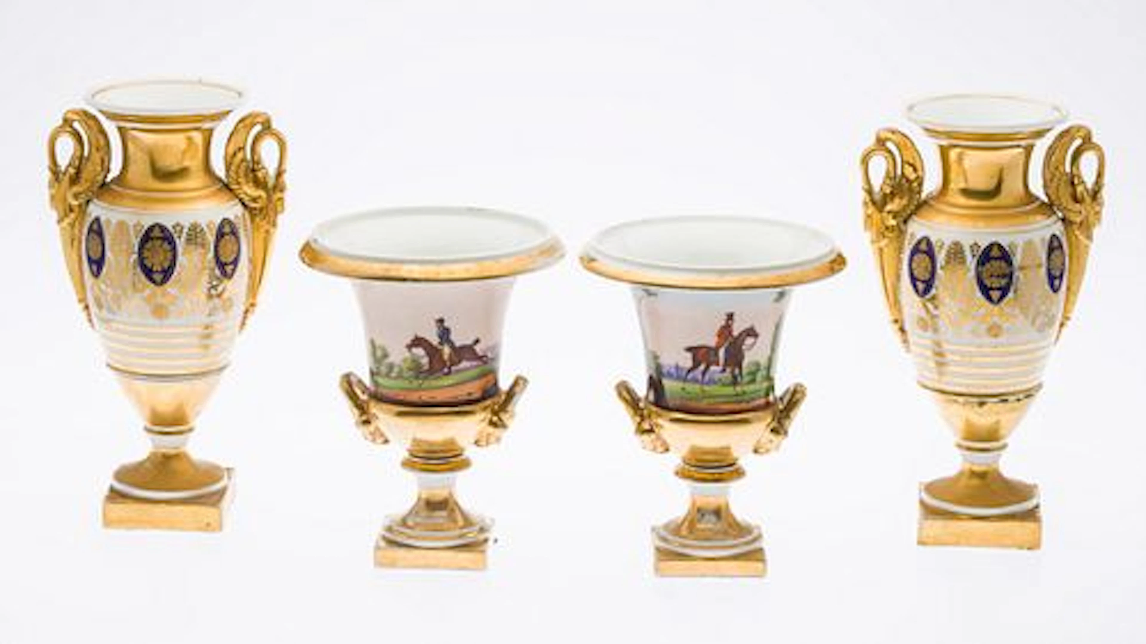 Two Pairs of Paris Porcelain Urns, 19th Century