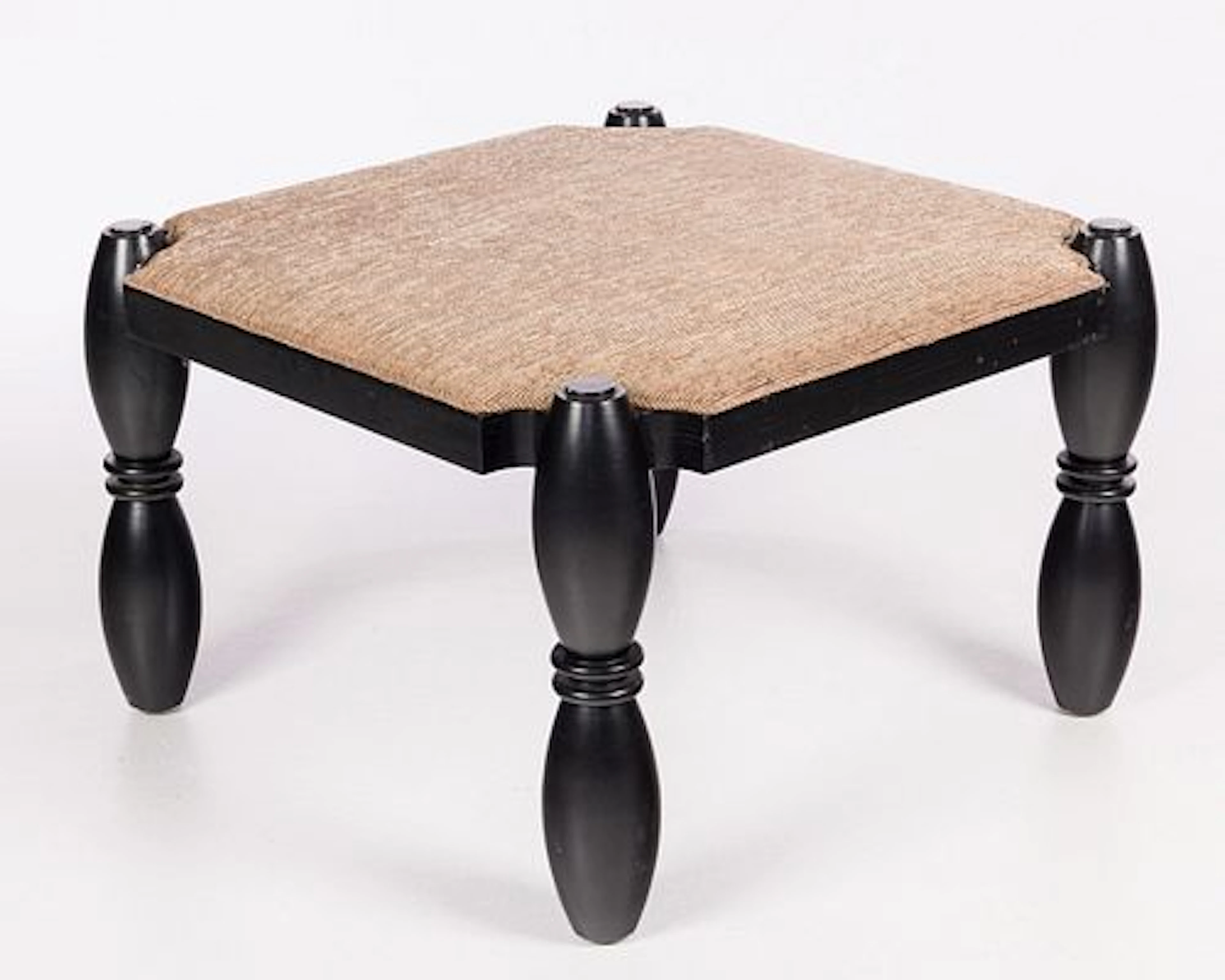 Painted Wood and Fabric Ottoman
