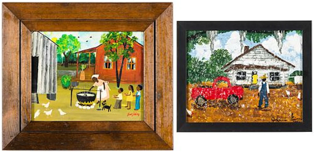 2 Folk Art Paintings by Johnnie Grimes & Shar Johns