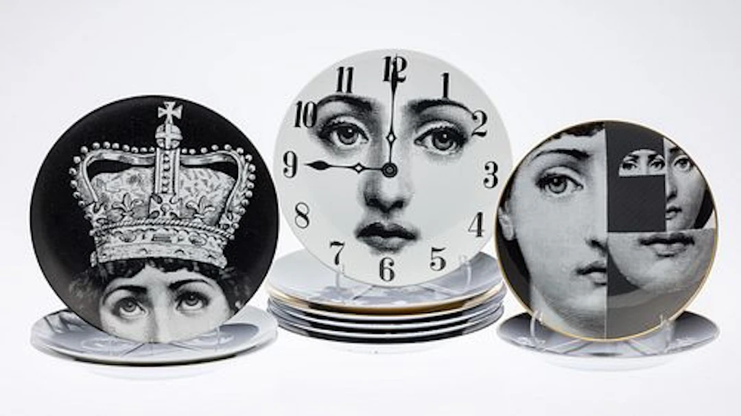 11 Fornasetti Wall Plates with Boxes