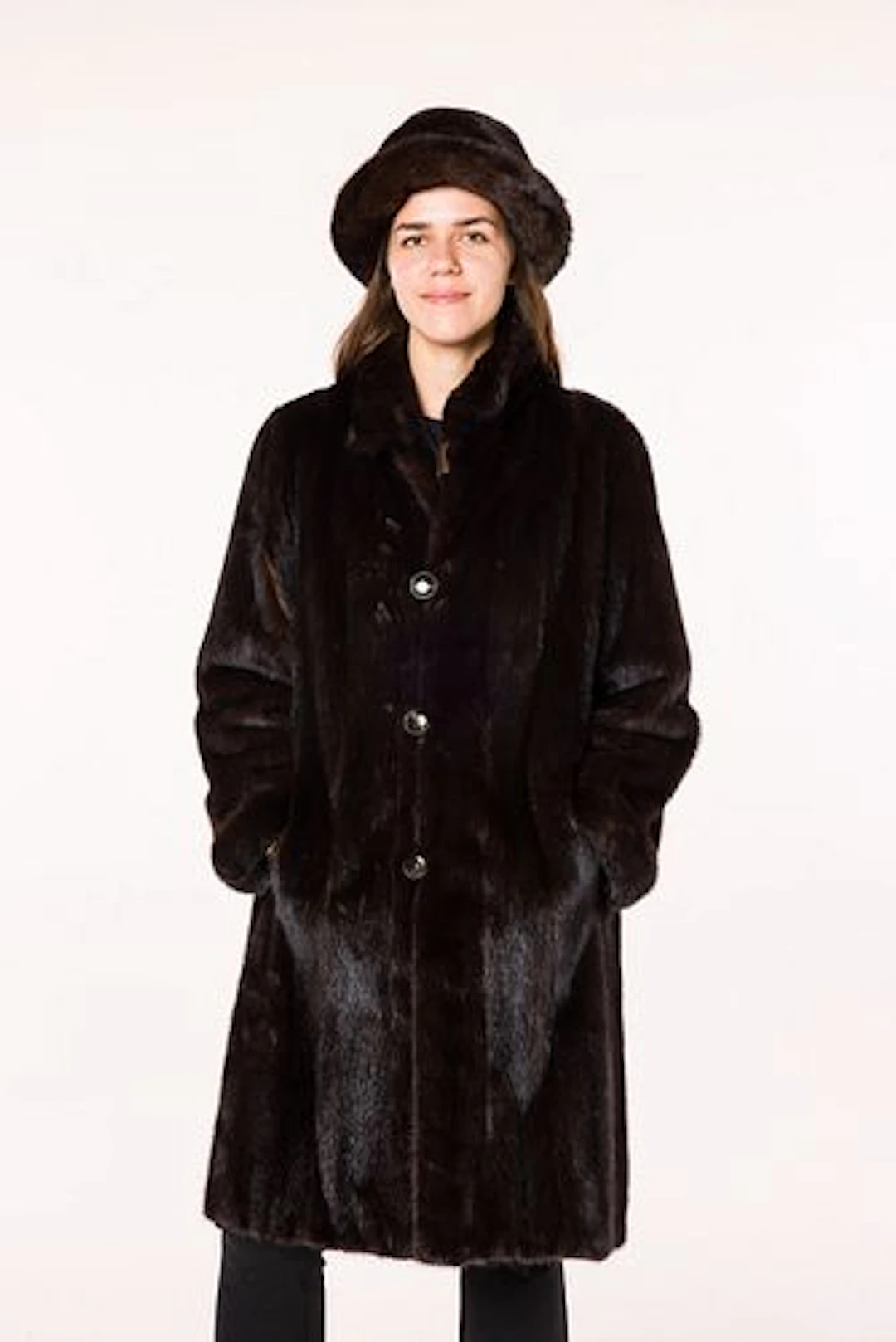 Three Quarter Length Mink Coat and Hat