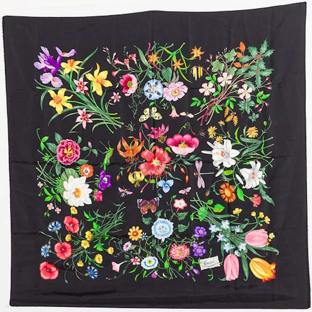 Gucci Flora Print Silk Scarf