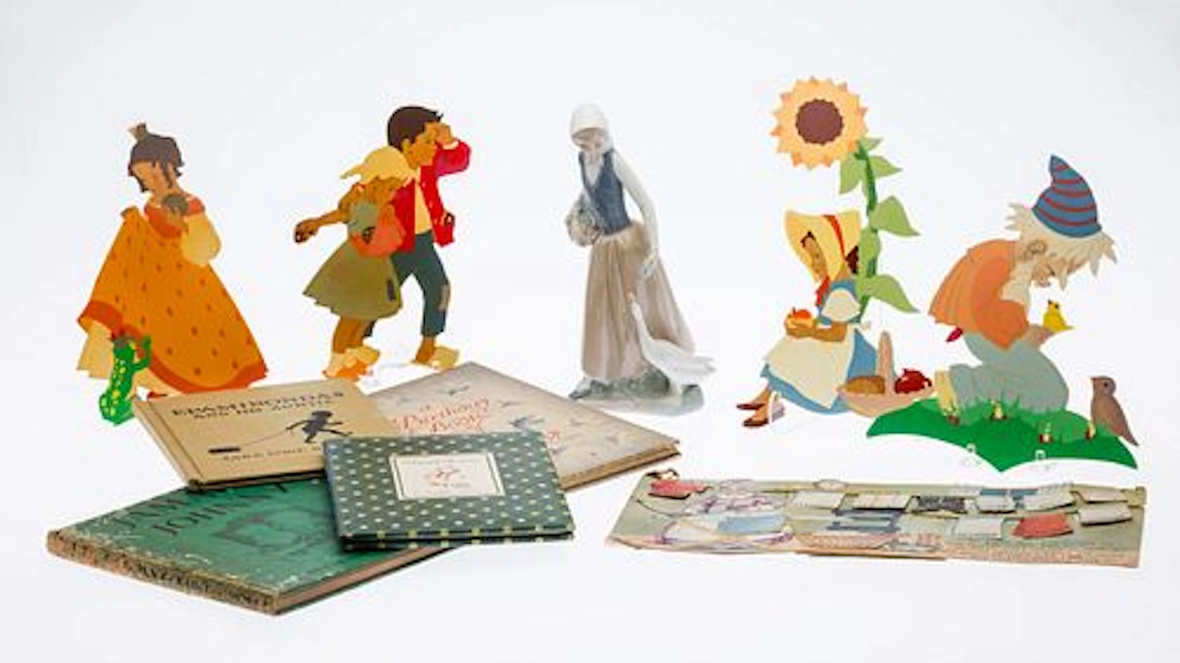 Group of Children's Books and Painted Cutouts