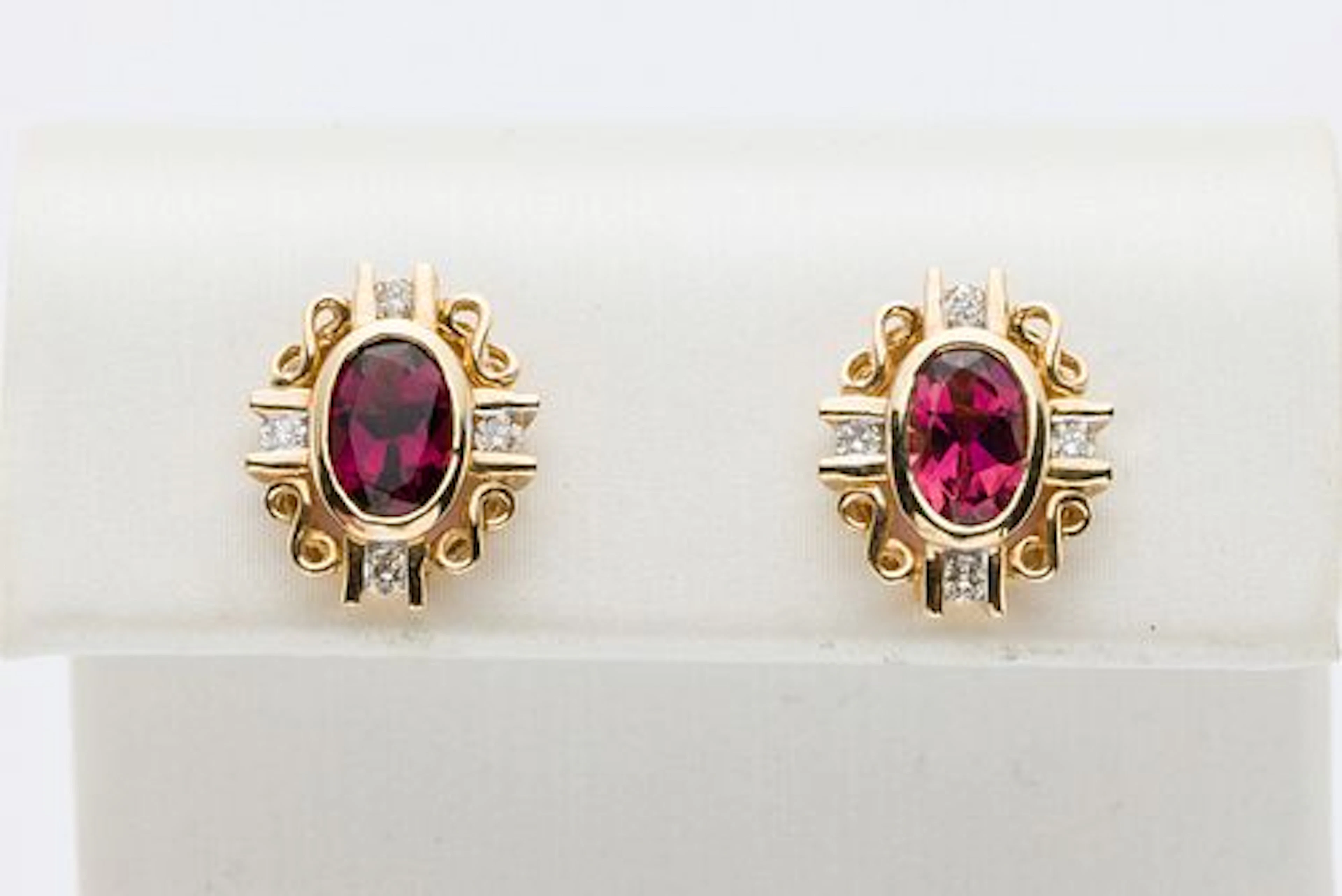 14K, Rubellite and Diamond Earrings