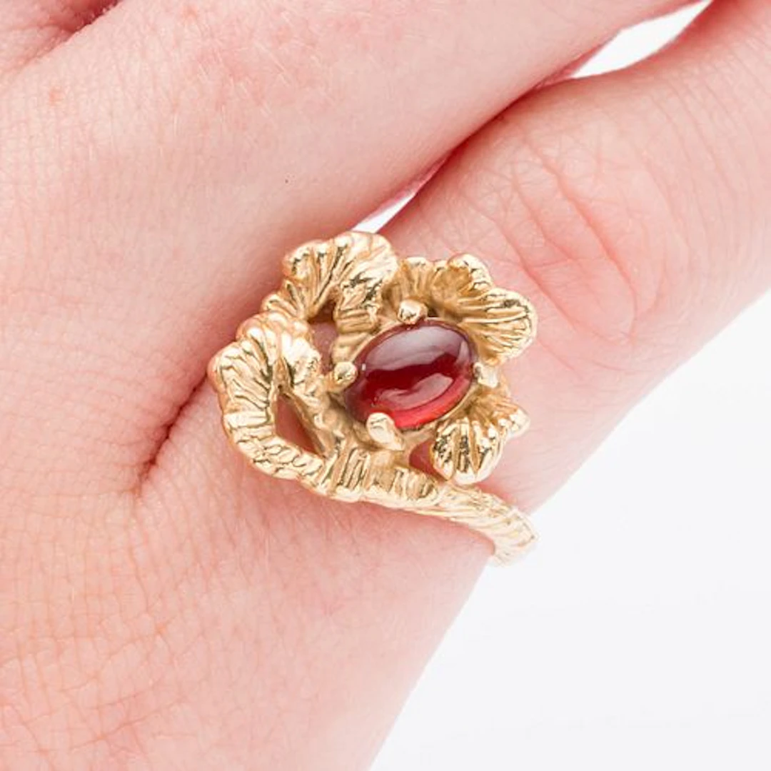 Carnelian and 14K Gold Ring, Size 3.5