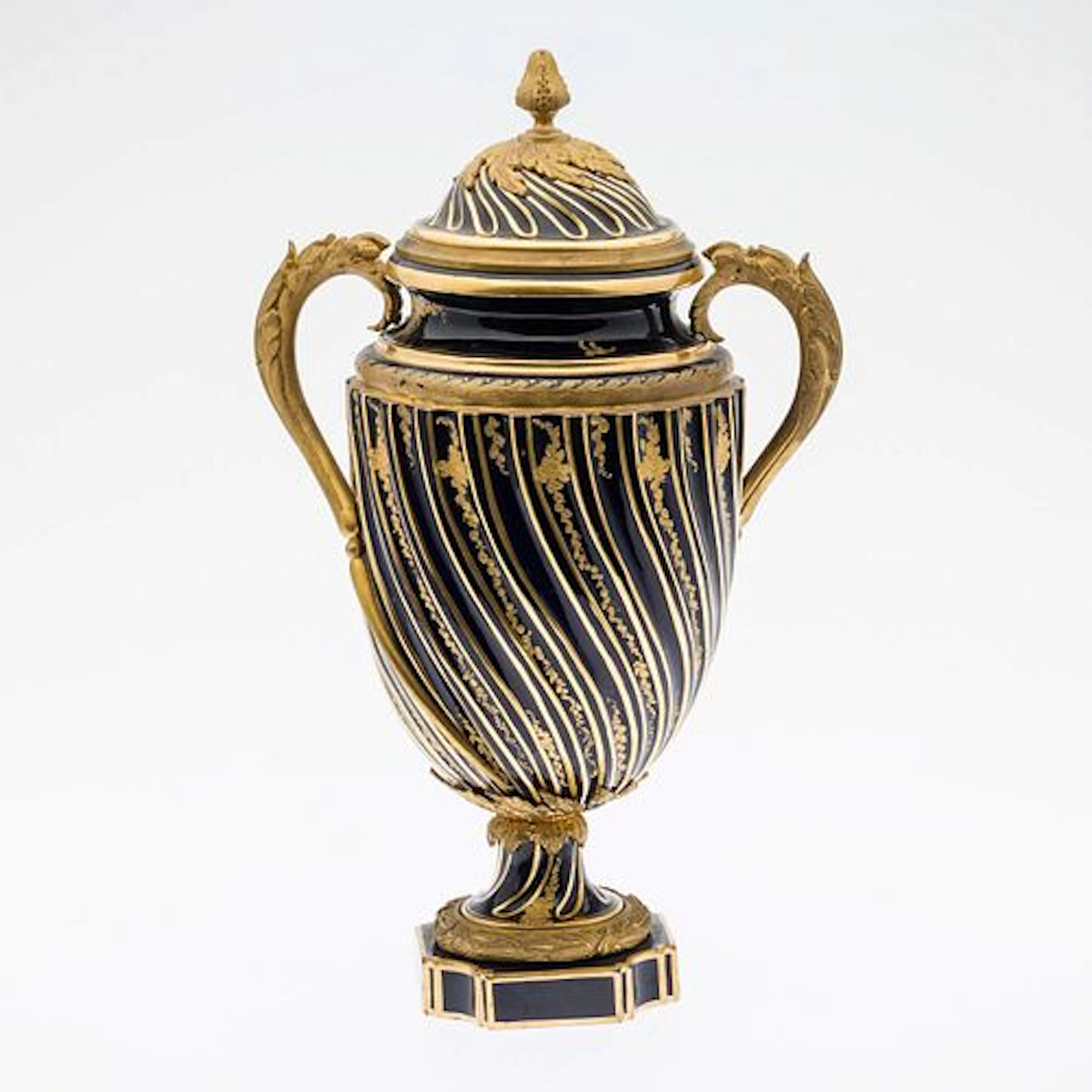 French Ormolu Mounted Sevres Style Lidded Urn c 1900
