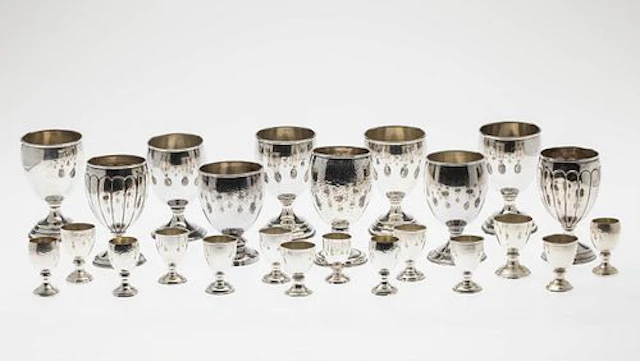 Ten 900 Silver Goblets and 14 Silver Liqueurs