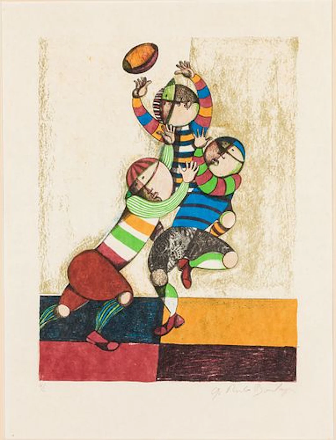 Graciela Boulanger (b. 1935) Joueurs de Rugby, Litho