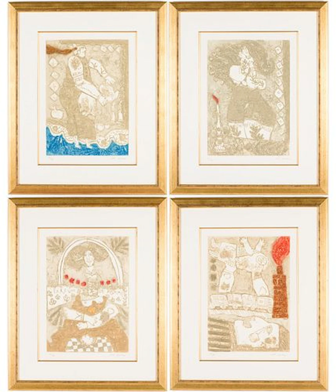 Four Theo Tobiasse (French, 1927-2012) Etchings