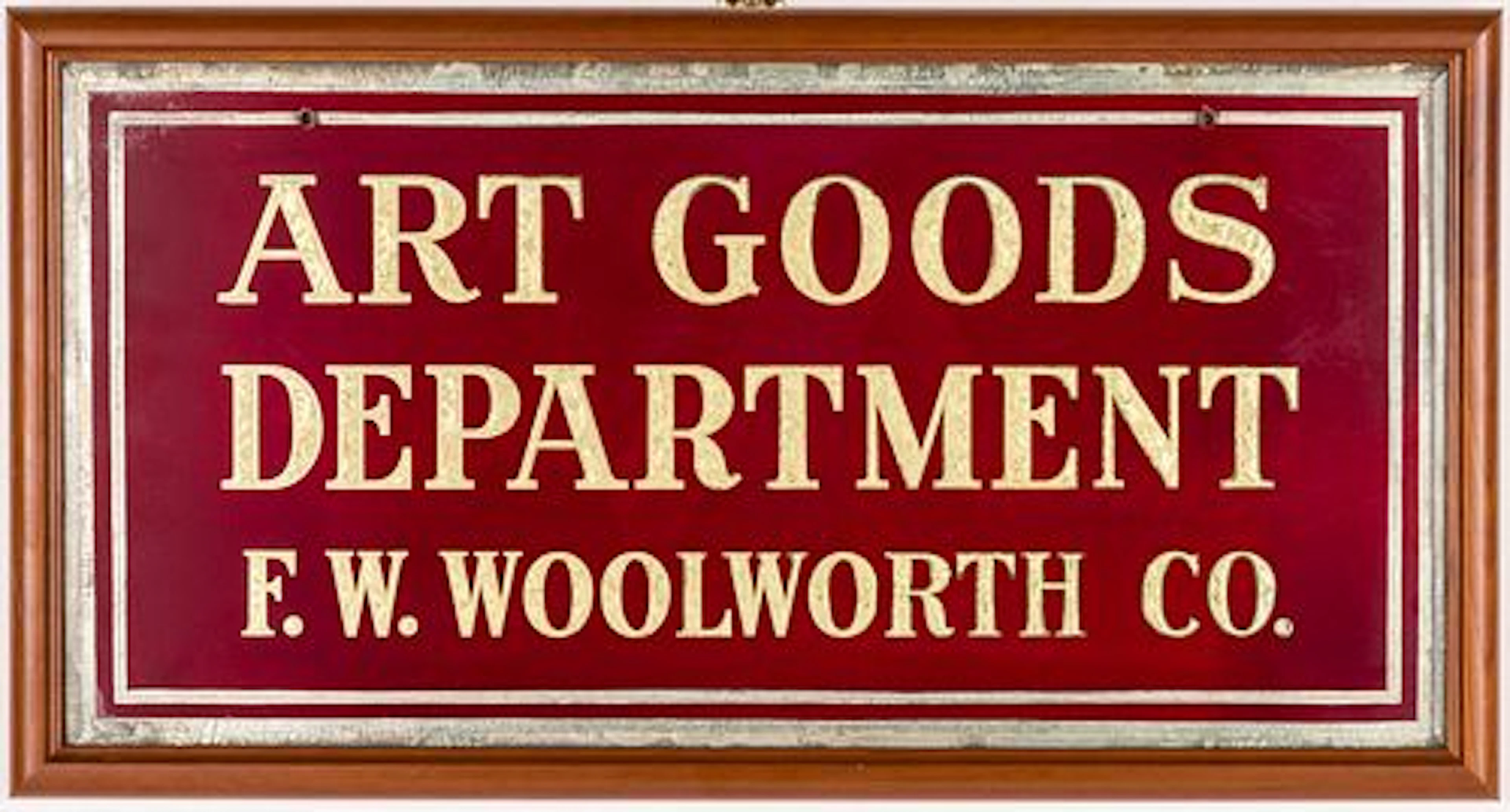 Art Goods Department F.W. Woolworth Sign