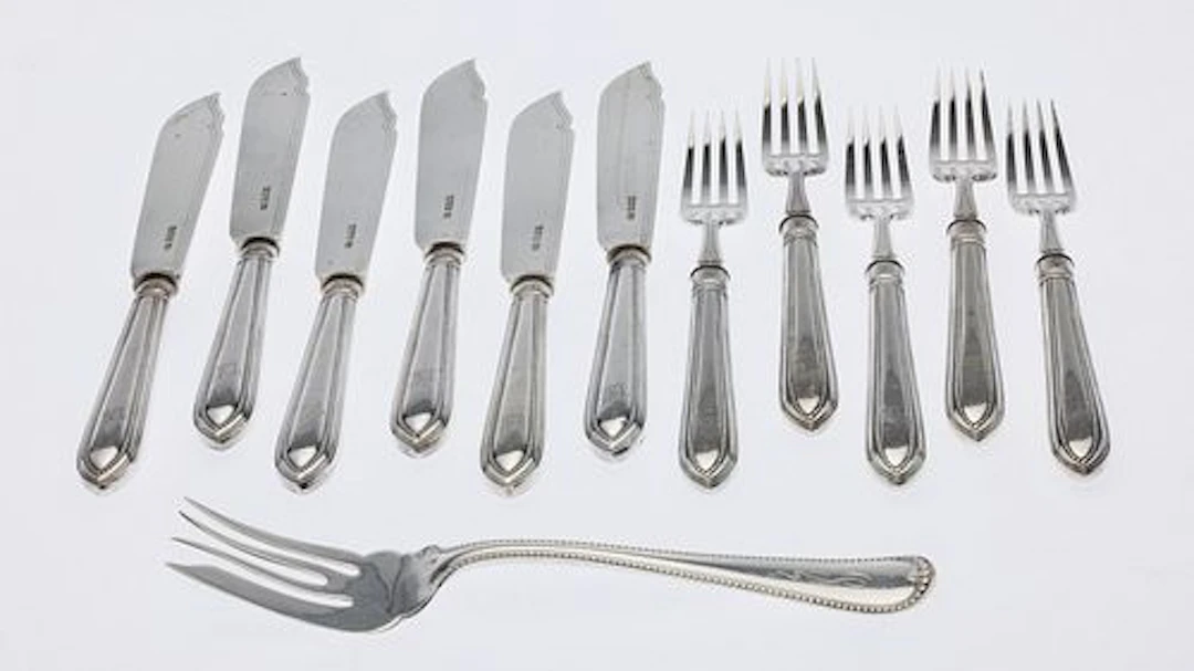 English Sterling Fish Forks & Knives & Gorham Fork