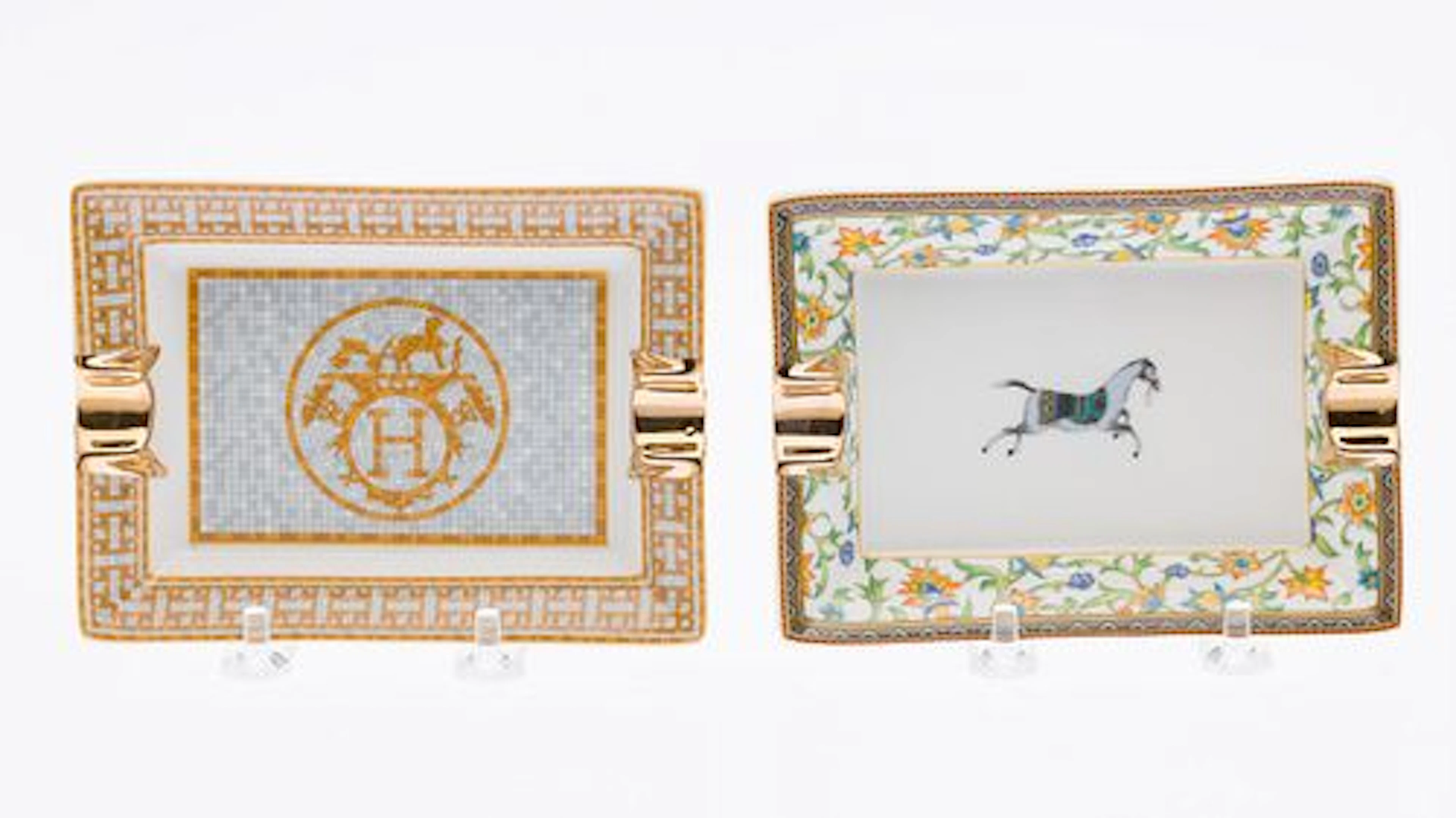 Two Hermes Porcelain Ashtrays