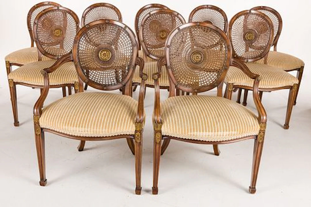 10 Smith & Watson Georgian Style Caned Dining Chairs
