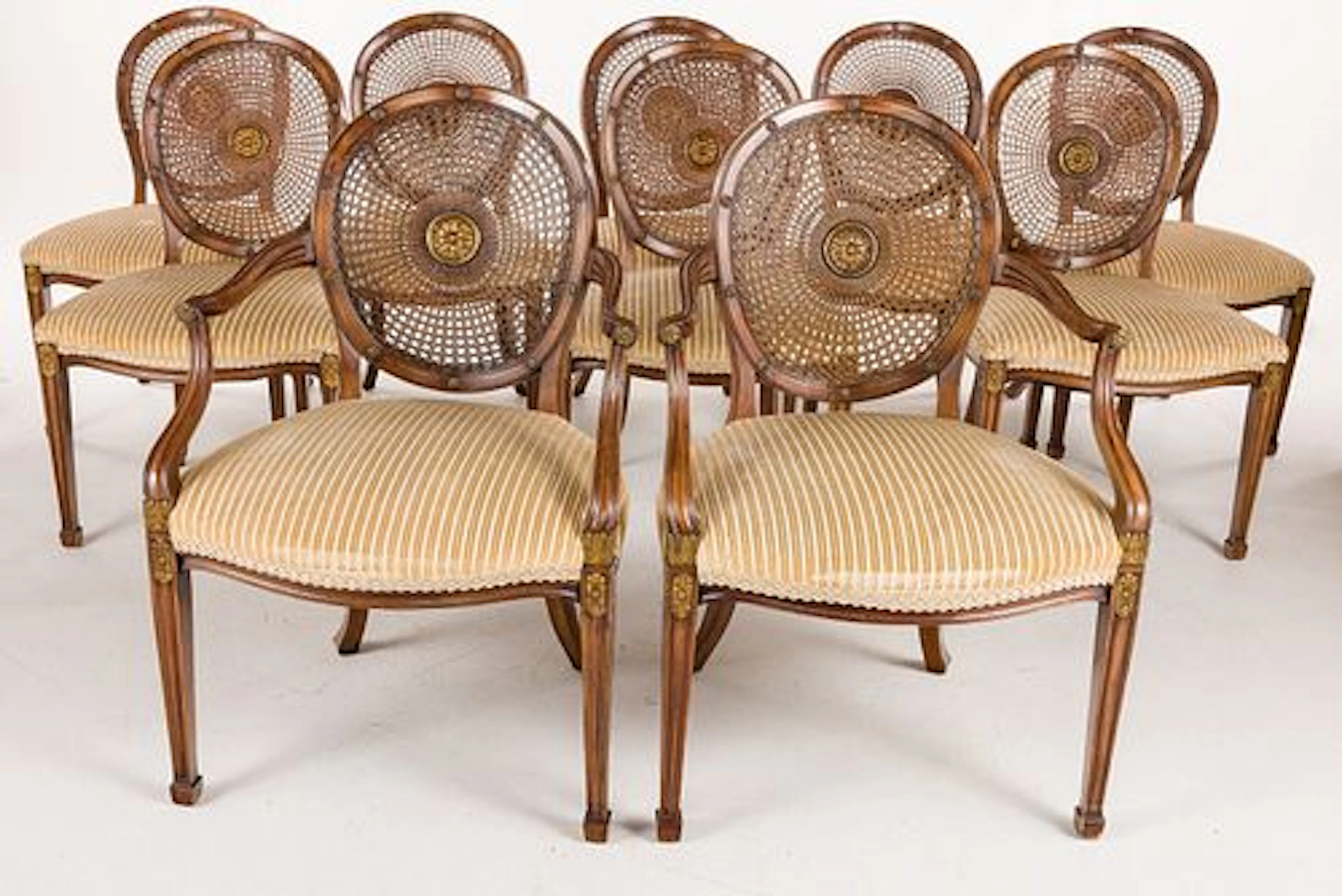 10 Smith & Watson Georgian Style Caned Dining Chairs