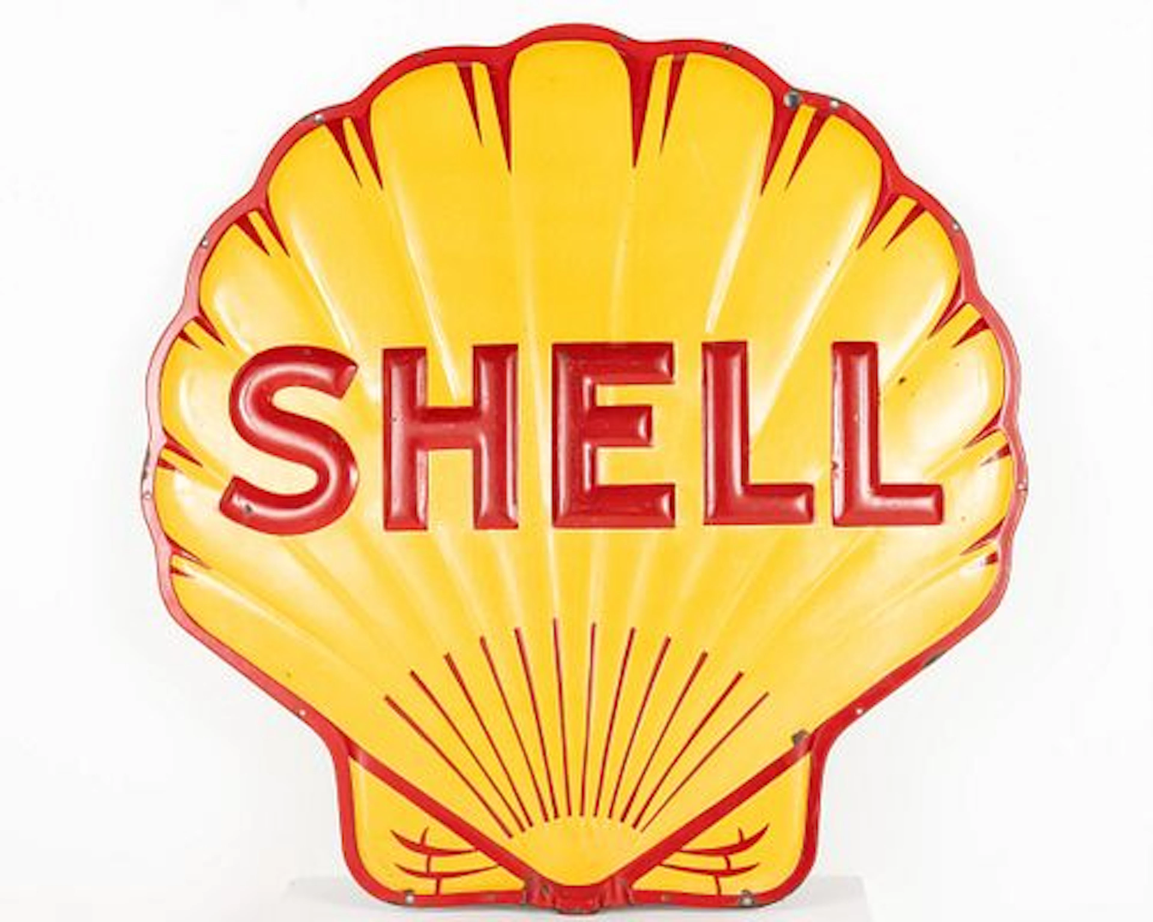 Large Format Shell Oil Embossed Porcelain Sign