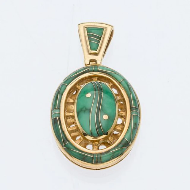14K and Carico Turquoise Pendant