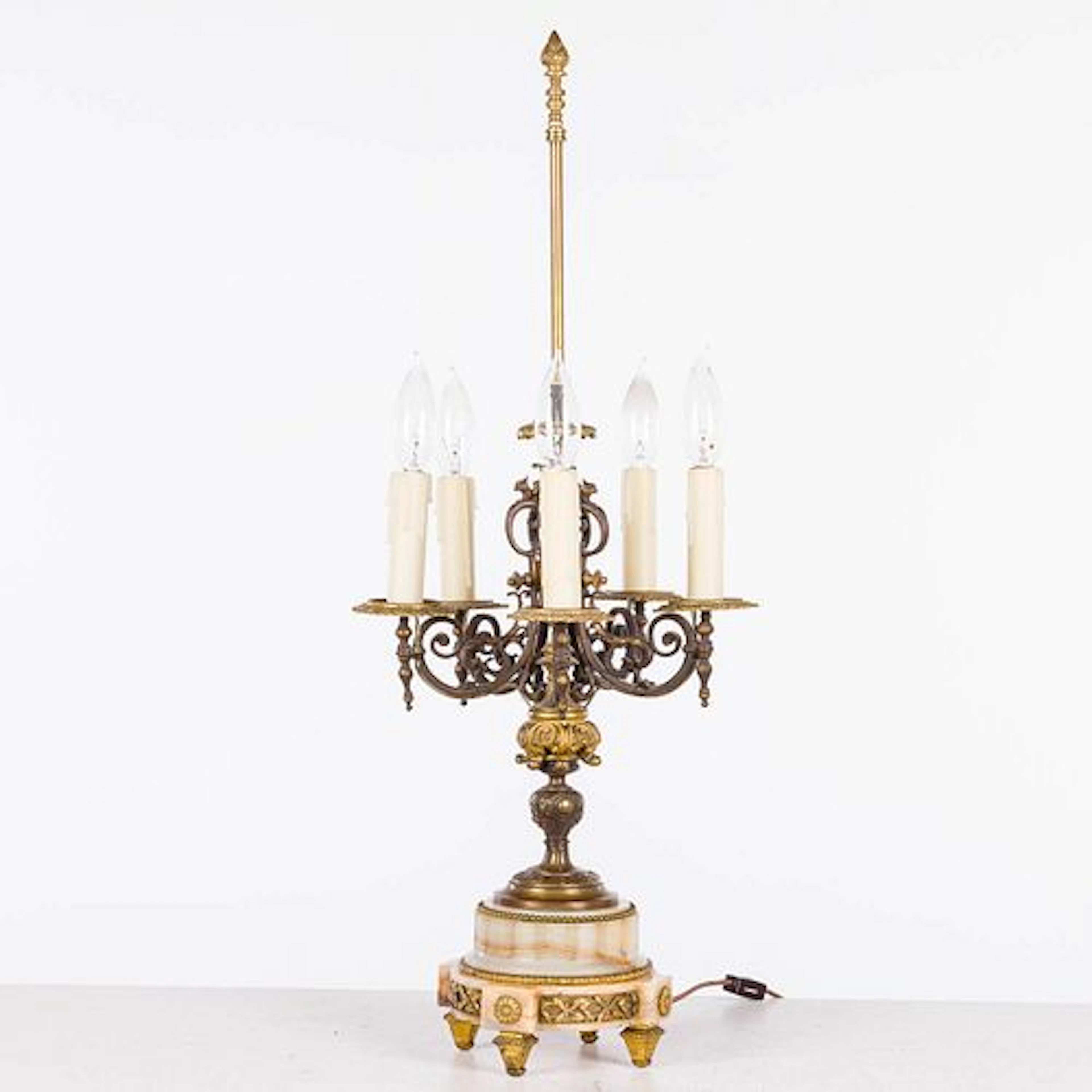 French Gilt Metal and Alabaster Lamp, Late 19th C