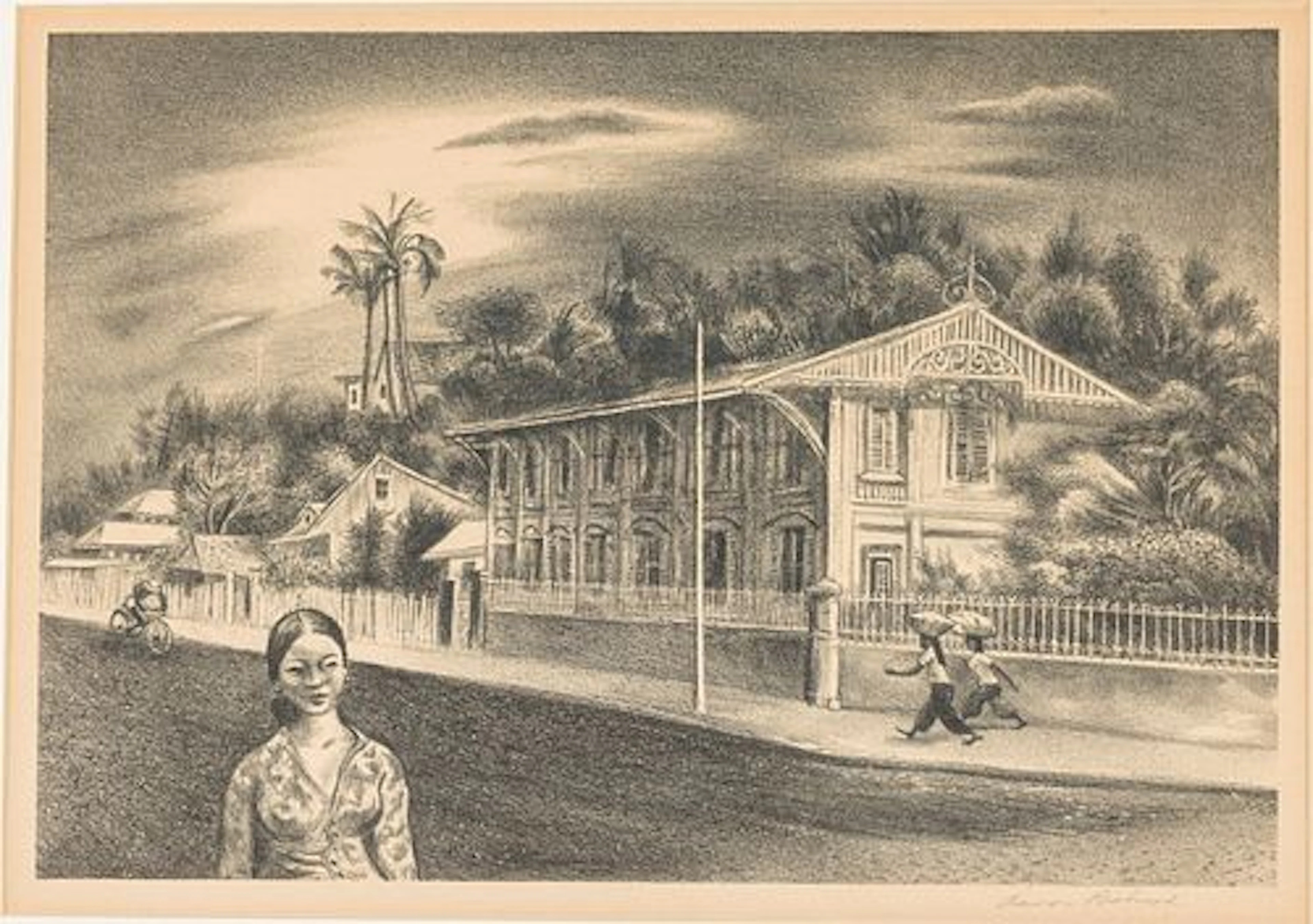 Aaron Bohrod (1907-1992), Street Scene, Lithograph
