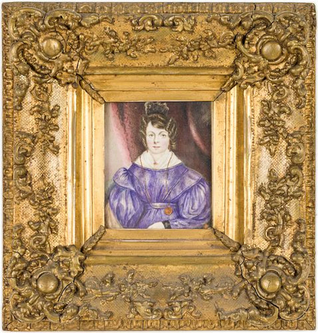 Portrait Miniature of a Woman in Purple, 19th C