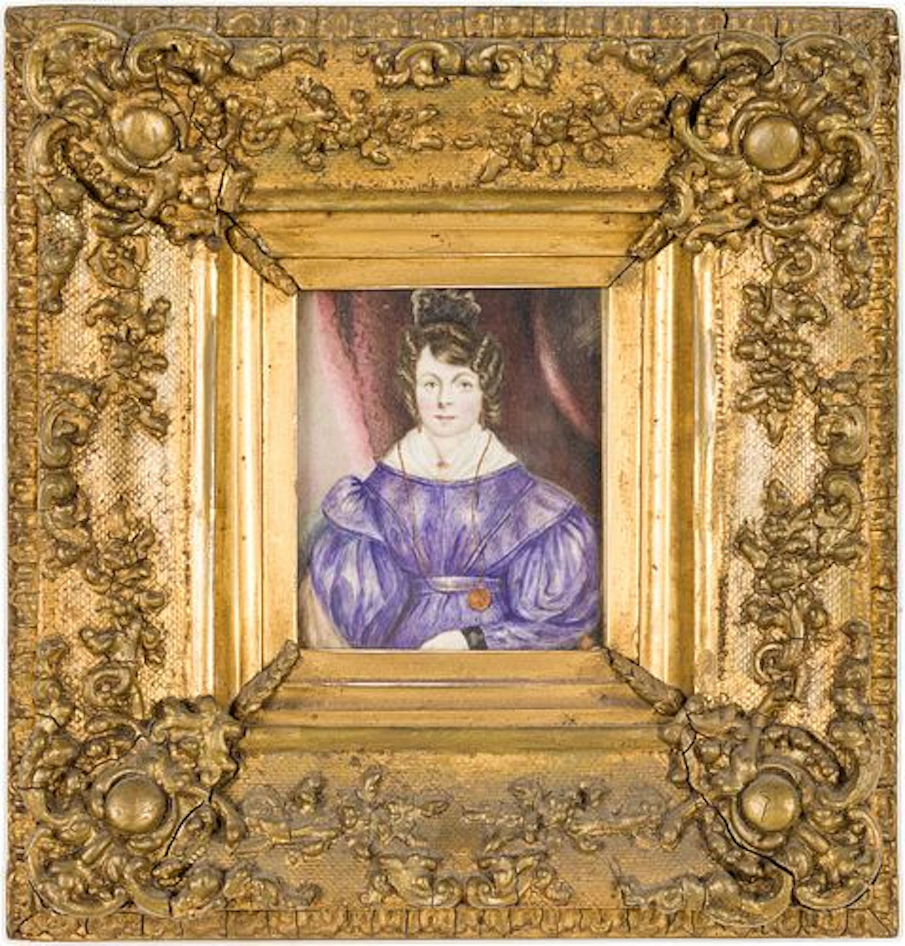Portrait Miniature of a Woman in Purple, 19th C