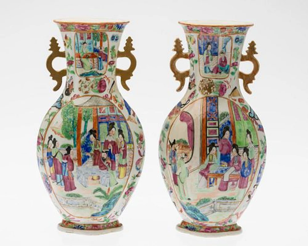 Pair of Chinese Famille Rose Vases, 19th Century