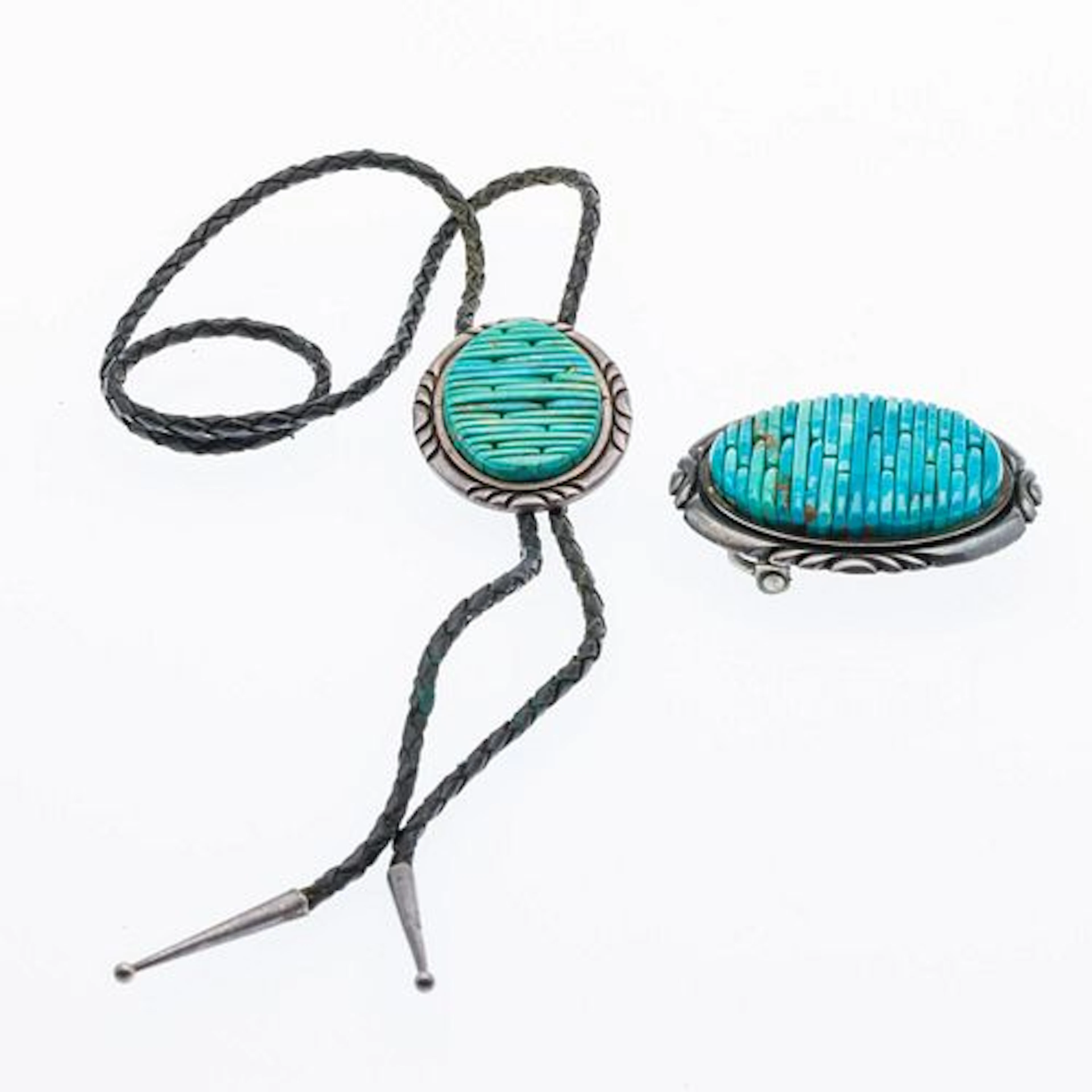 Pete Sierra Silver & Turquoise Buckle and a Bolo